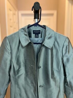 Ann Taylor Satin Mint Green 2pc Blazer and Dress Set